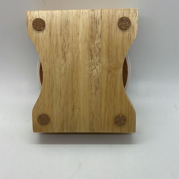 New CounterArt Absorbent Coaster Set (4) Pig  with Wood Holder 4" square Gift - Picture 7 of 8